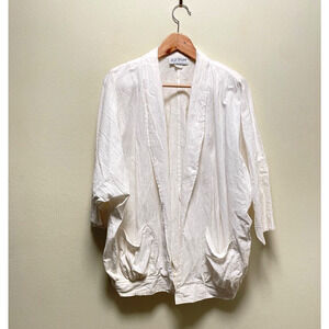 Vintage J.J. Dean Womens Jacket Large White Open Oversized Relaxed Lagenlook 90s